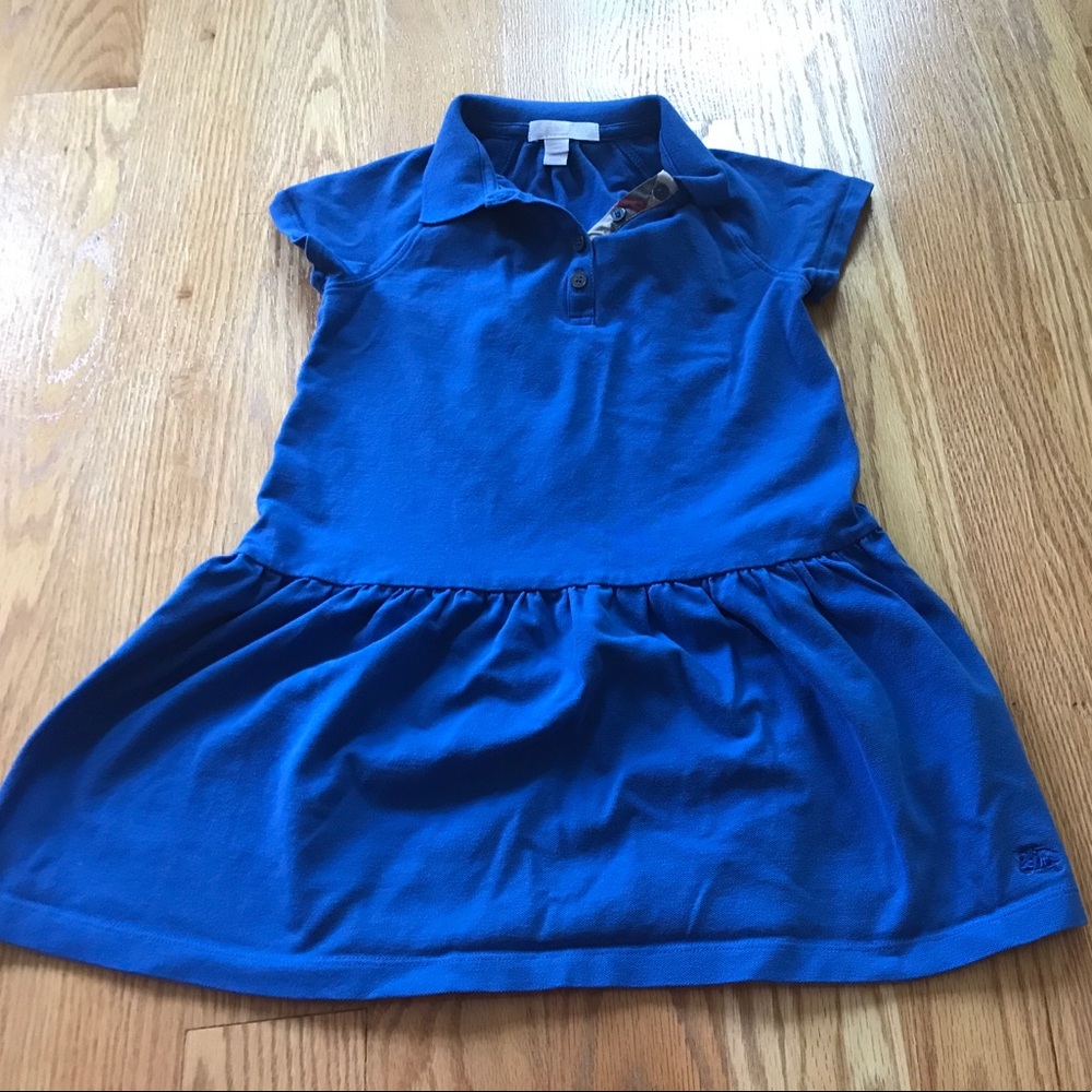 Girls Burberry size 7 blue polo dress