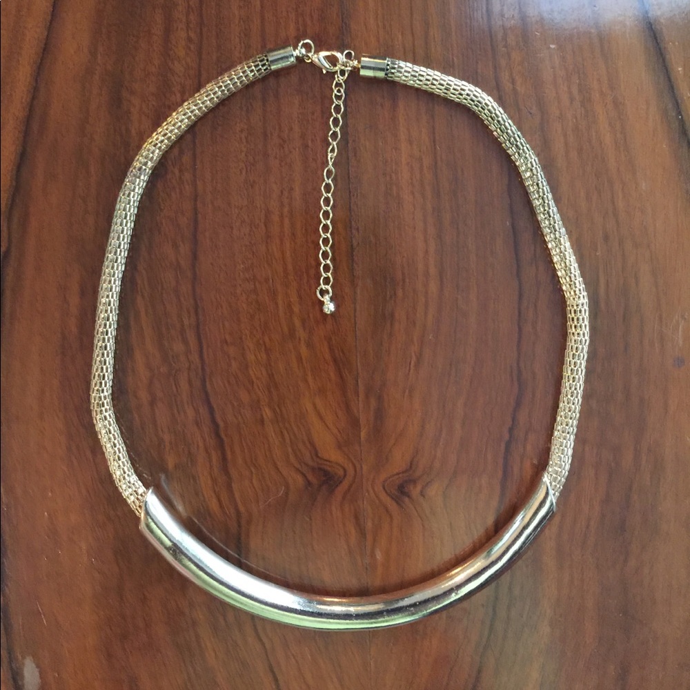 Gold colored metallic necklace choker