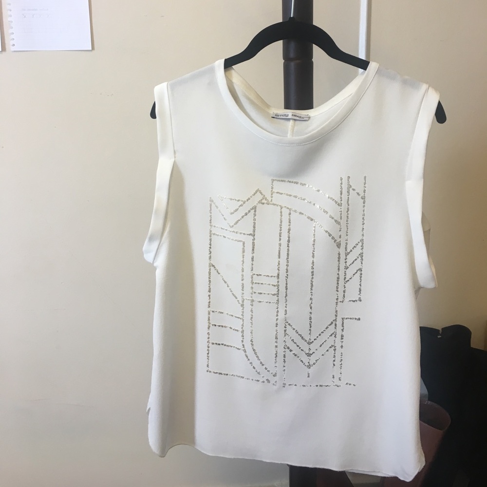 White Zara beaded tank