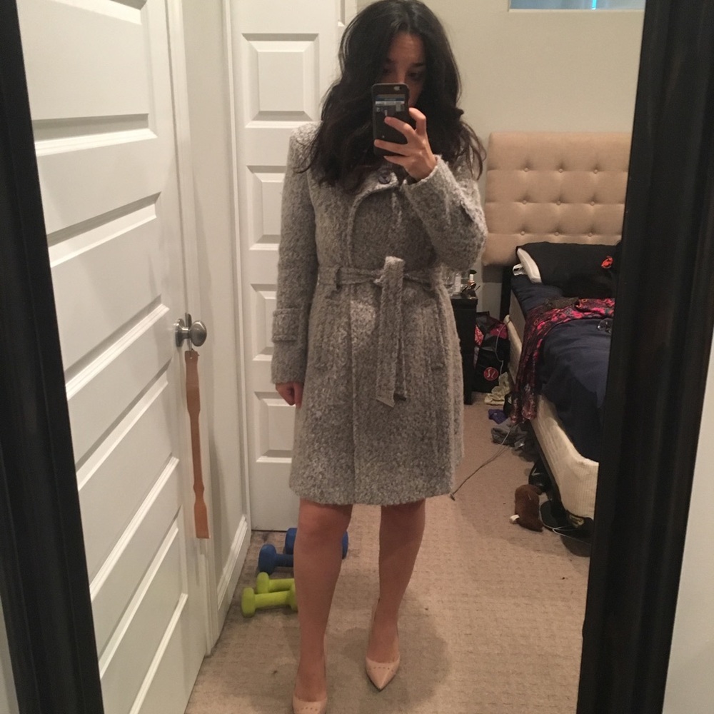 NEW PHOTOS - T Tahari Izzy tweed wool blend coat