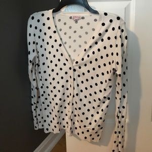 Merona black and white polka dot cardigan