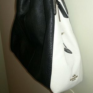 Authentic Coach Black and White Leather Purse