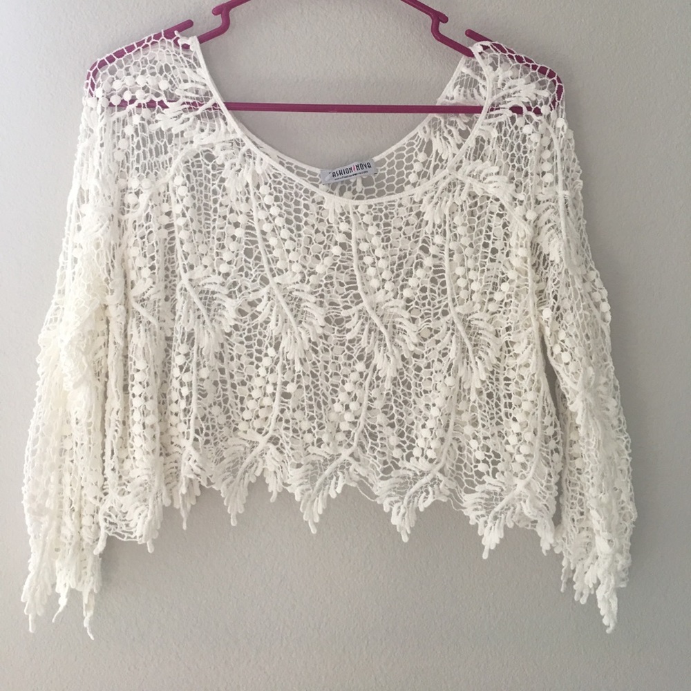 Fashion Nova white Crochet crop top