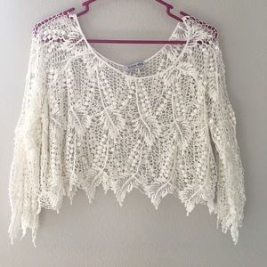 Fashion Nova white Crochet crop top