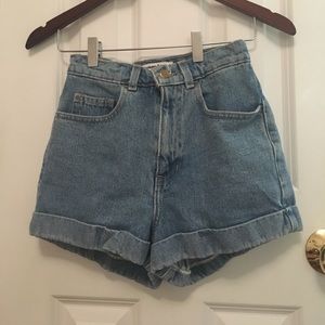 AMERICAN APPAREL high waisted jean shorts.