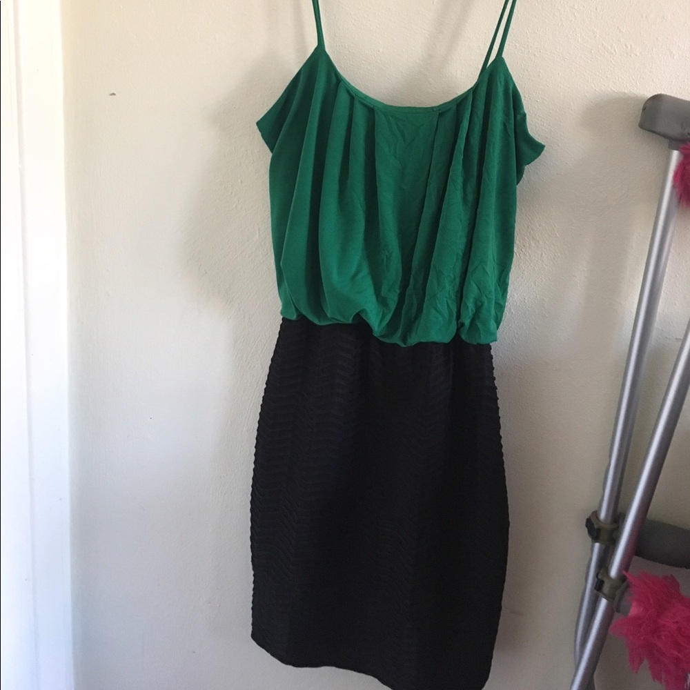 Green and Black Pencil Dress