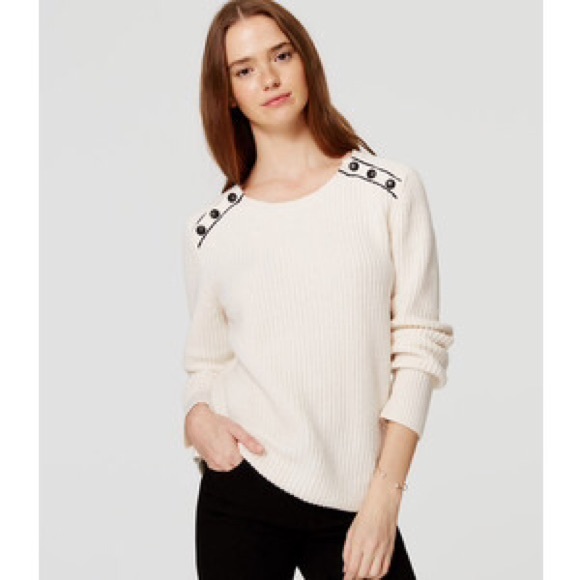 LOFT Sweaters - Loft ribbed shoulder button sweater