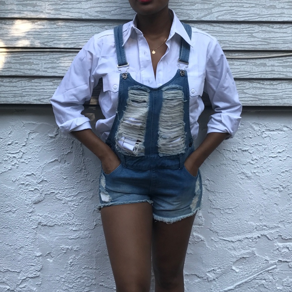 Sale!! Distressed denim overalls