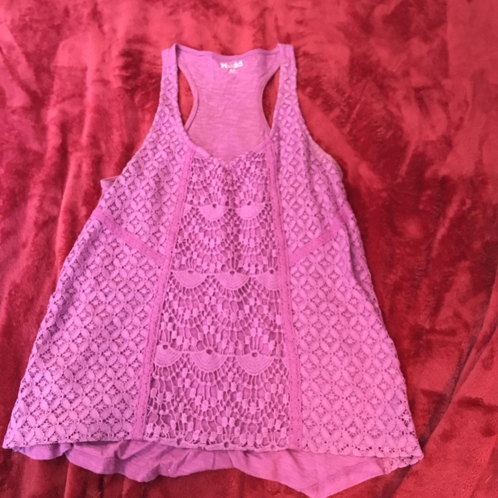 Purple Tank top with flower embroidery