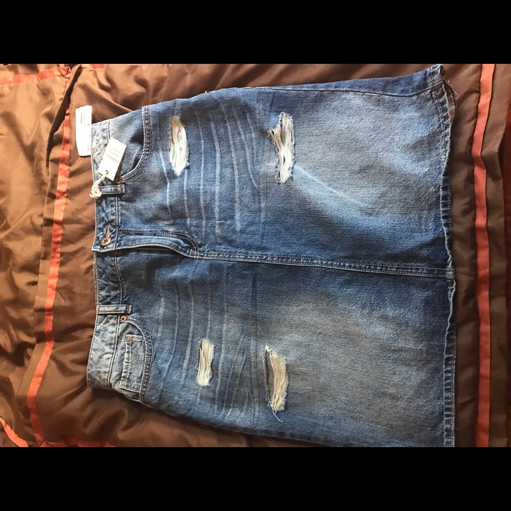Distressed Denim Pencil Skirt ( Forever 21)