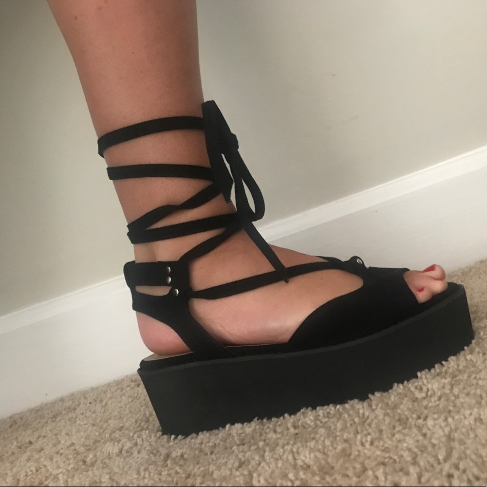 Black platform sandals