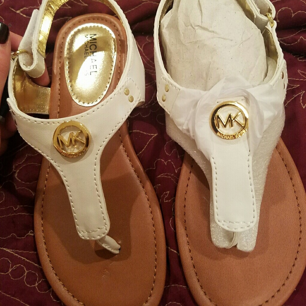 New authentic Michael Kors girls white sandals