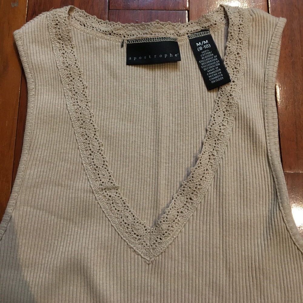 New Apostrophe Tank with Lace Edging. New!