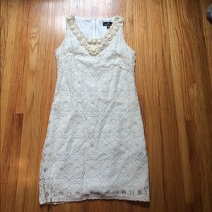 Women's Cream & Lace A line Dress
