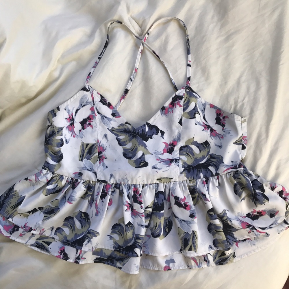 Hollister Tropical Print Babydoll Top