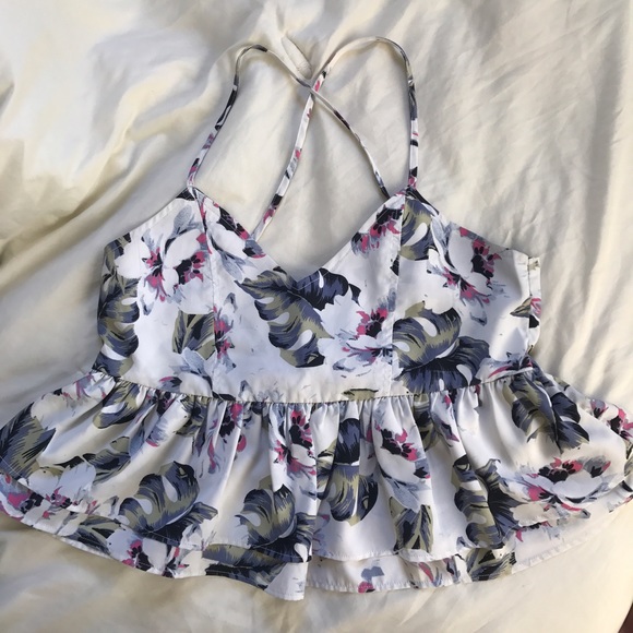 Hollister Tropical Print Babydoll Top - Picture 1 of 5