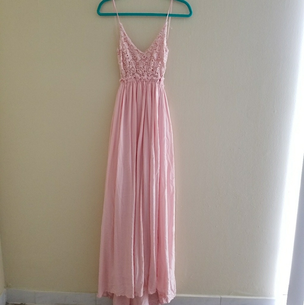 Pink backless maxi dress