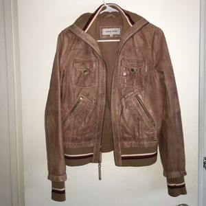 Brown Black River 100% leather jacket