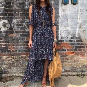 NWT Navy hi/low off shoulder Maxi dress