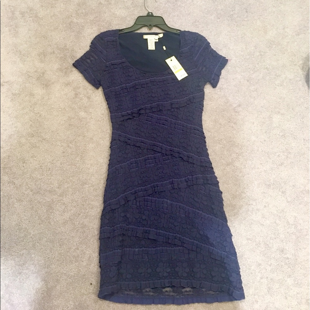 Macy's StudioM navy blue fitted dress. Never worn.