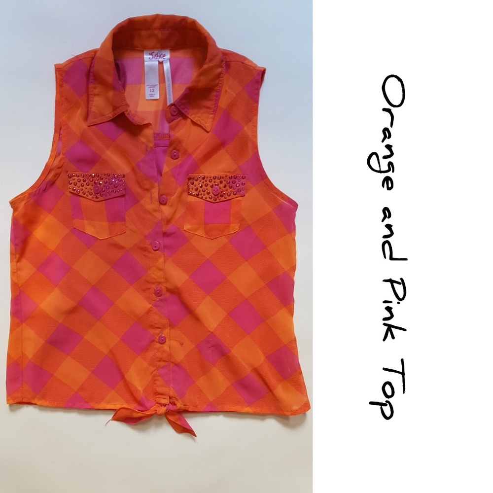 Justice Orange and Pink Top