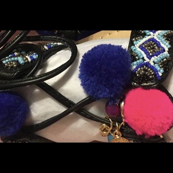 Stylish Puffball charm lace up sandals by JustFab - Picture 3 of 3