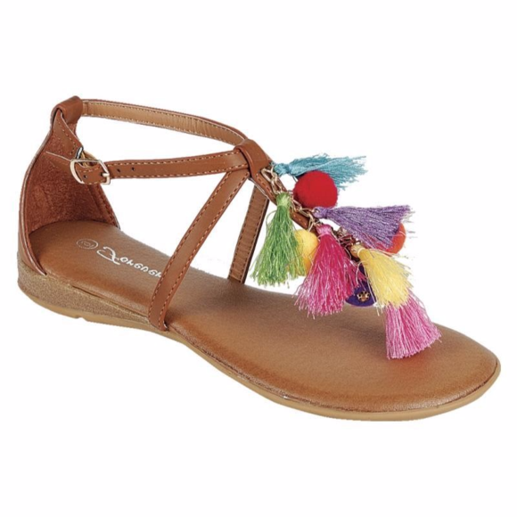 Shoes - FLASH SALE!!! POM AND FRINGE THONG SANDALS~