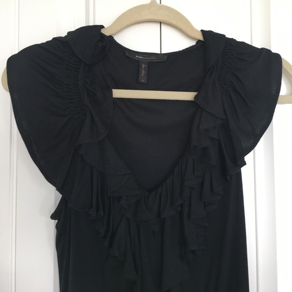 BCBG sleeveless black cotton dress