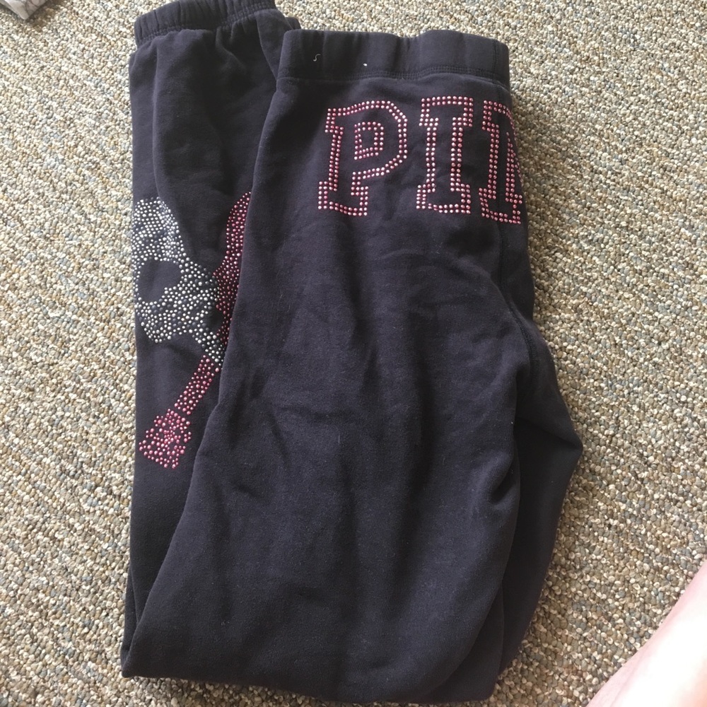 Rhinestoned VS Pink Sweatpants with guitars