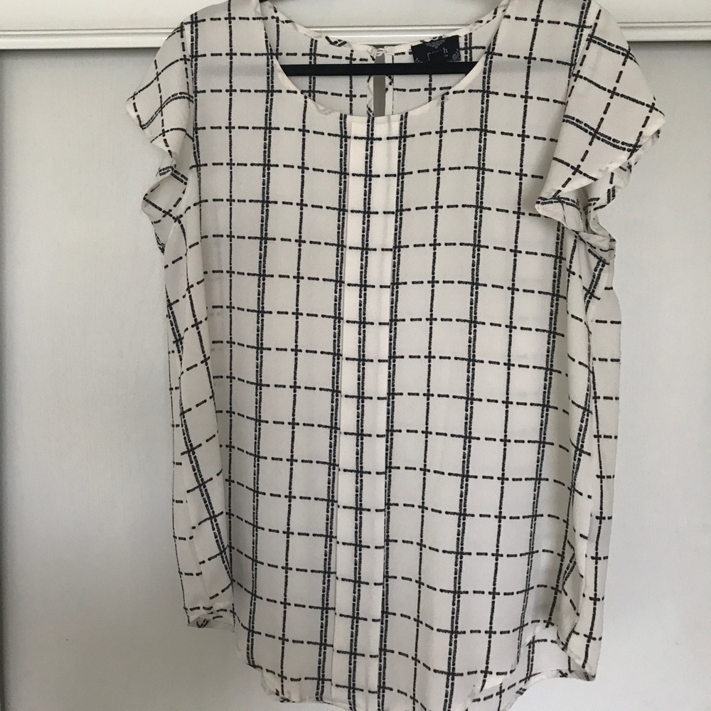 White/Black Flirty Cap Sleeve Blouse