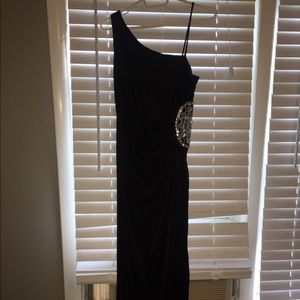 Black long dress with side circle beads