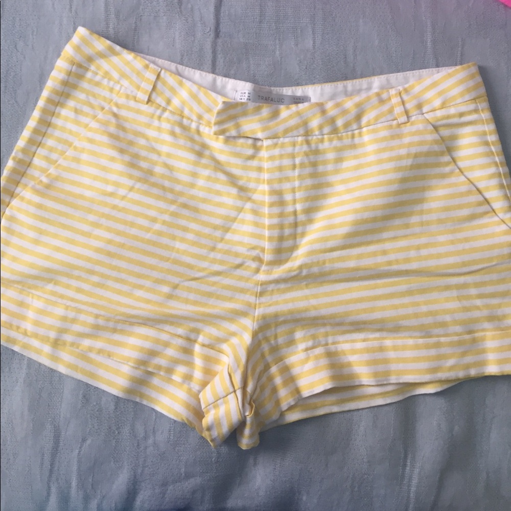 White and yellow stripy shorts