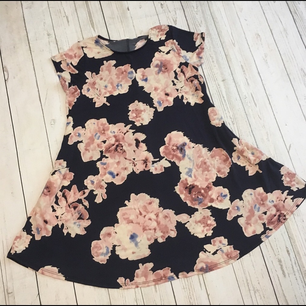 Floral Navy Swing Dress with Pockets