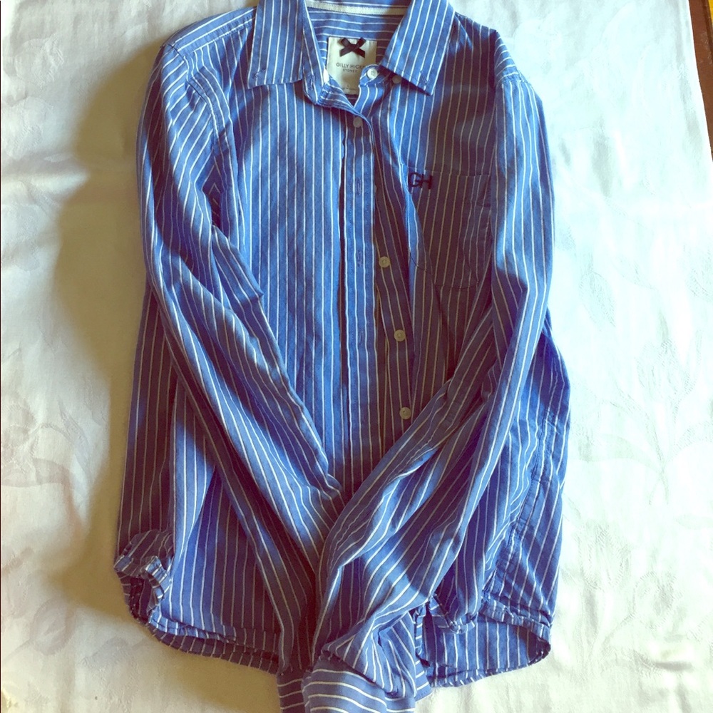 blue and white striped GILLY HICKS shirt