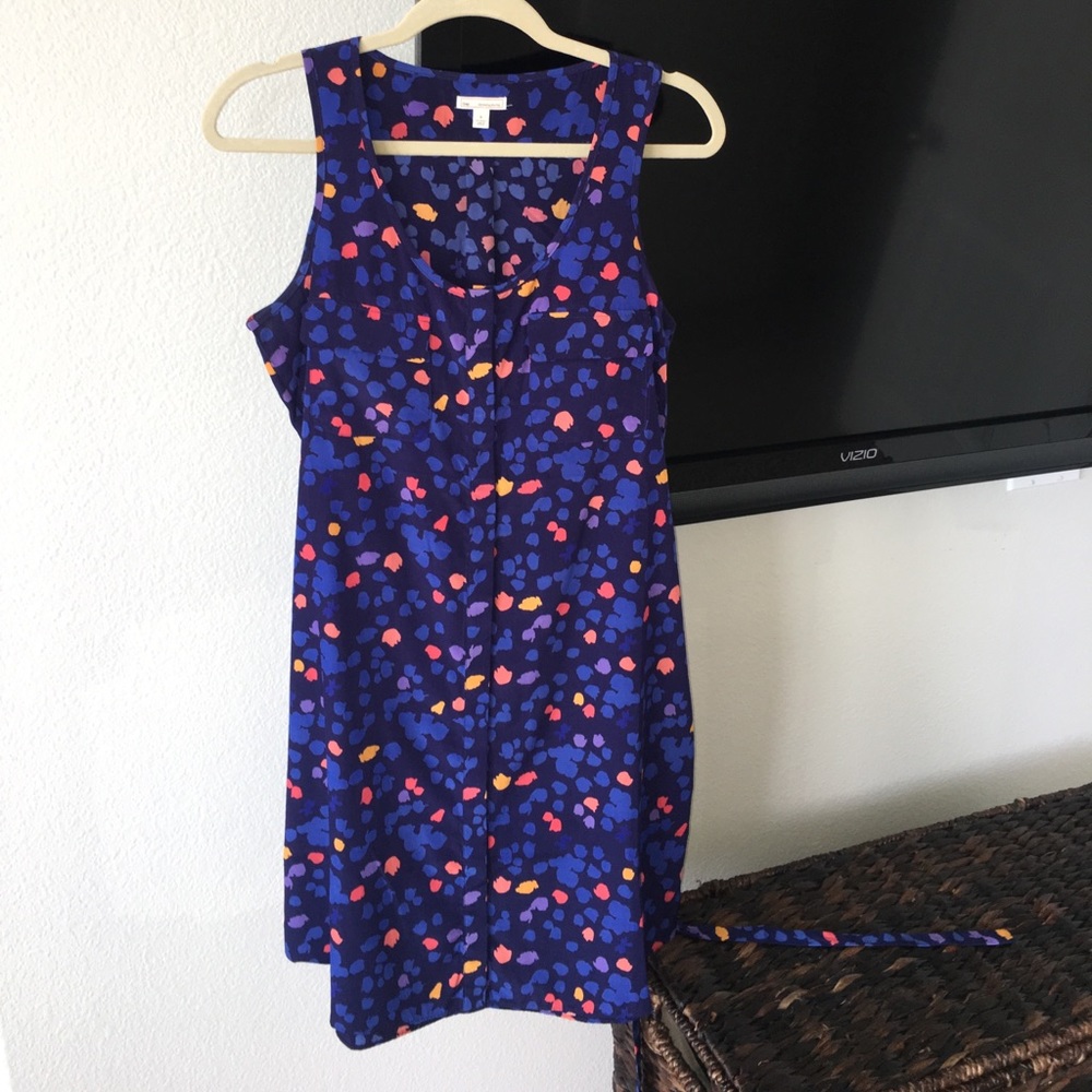 Gap sleeveless silk shirt dress with tie