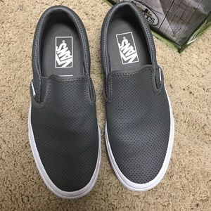Grey leather slip on Vans