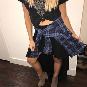 Distressed Comfy Dark Blue Flannel