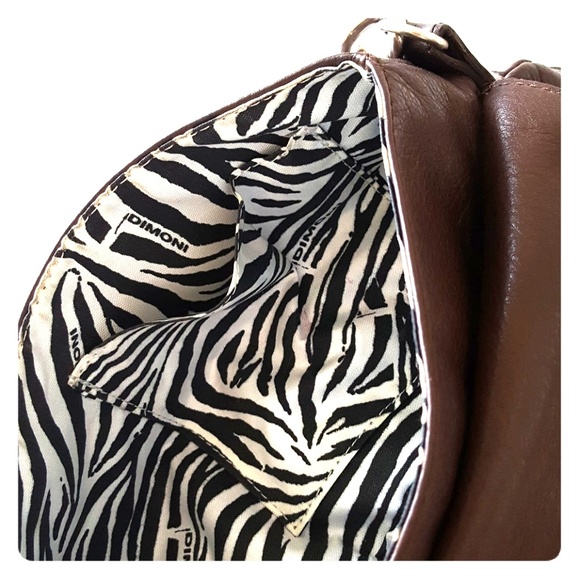 Leather Spain Handbag  Chocolate Brown Dimoni Chunky Silver Chains Details EUC - Picture 5 of 8