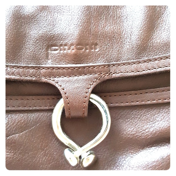 Leather Spain Handbag  Chocolate Brown Dimoni Chunky Silver Chains Details EUC - Picture 6 of 8