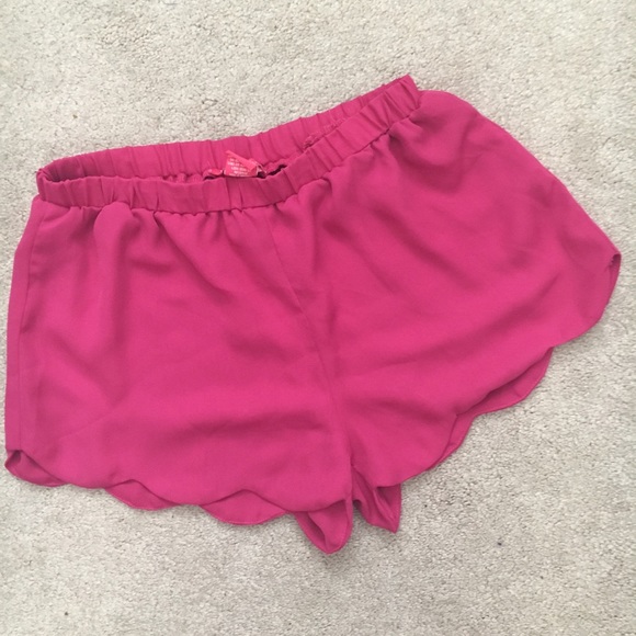 Pants - Hot pink scalloped chiffon shorts