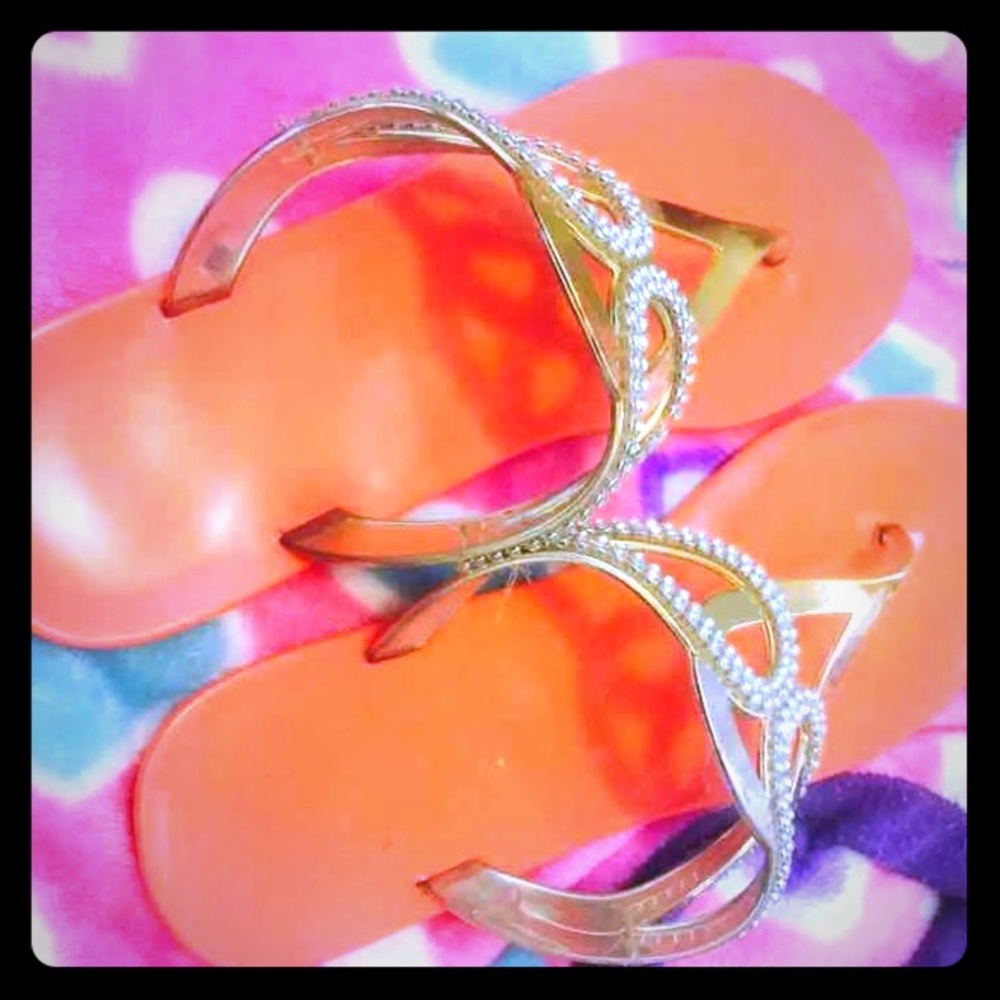 Pink/orange sandles with rhinestones