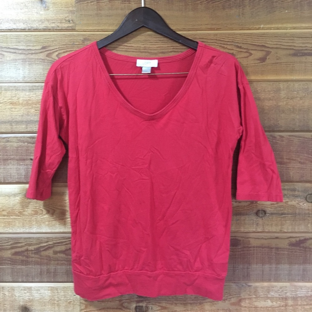 Loft short sleeve red top