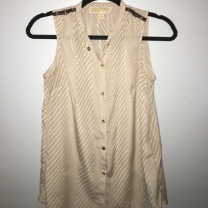 Michael Kors Blouse with Leather Accents