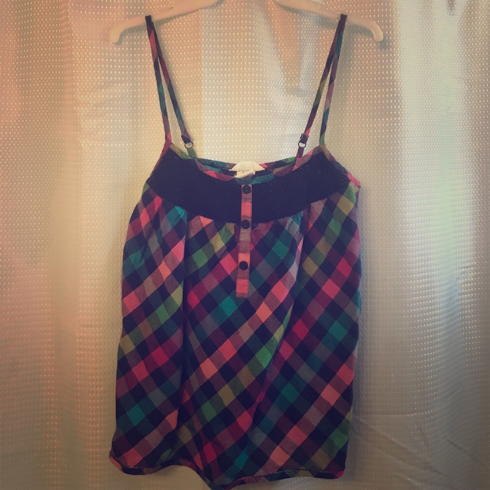 Plaid multi colored tank
