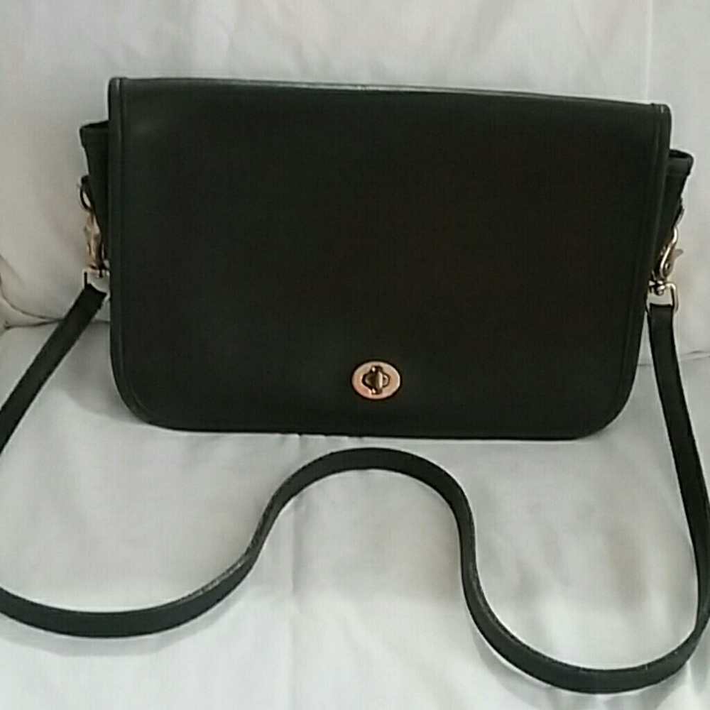 Vintage Black Leather Coach Purse