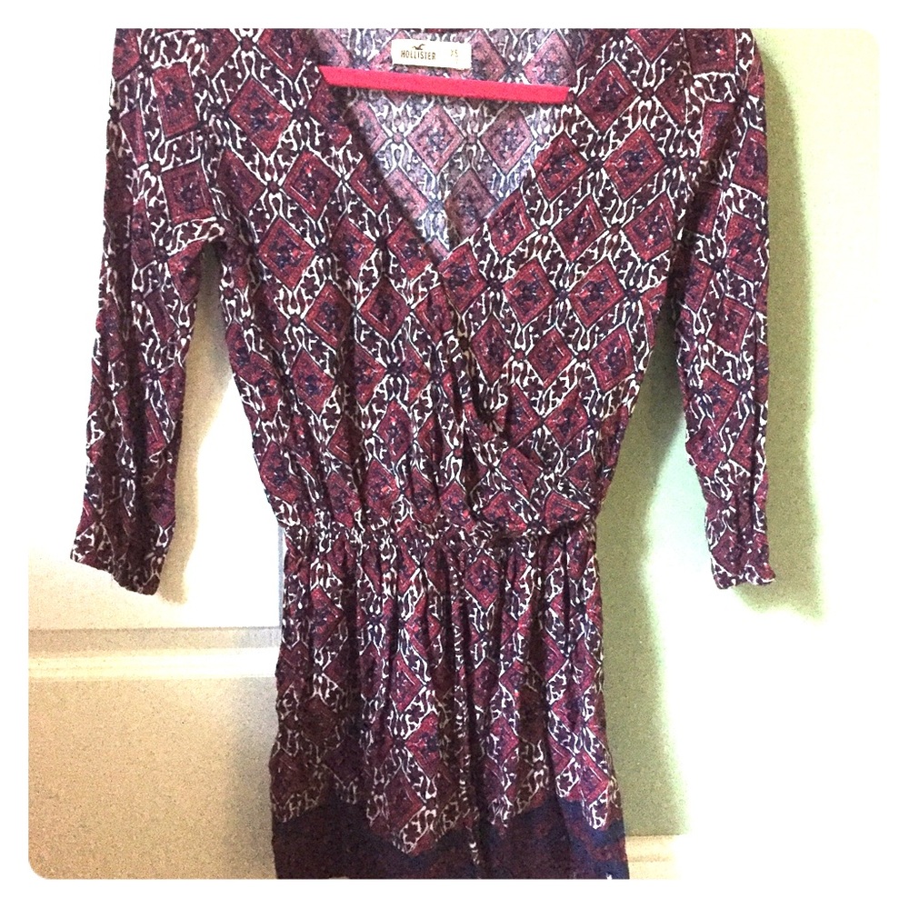 Maroon Patterned Romper - image 1