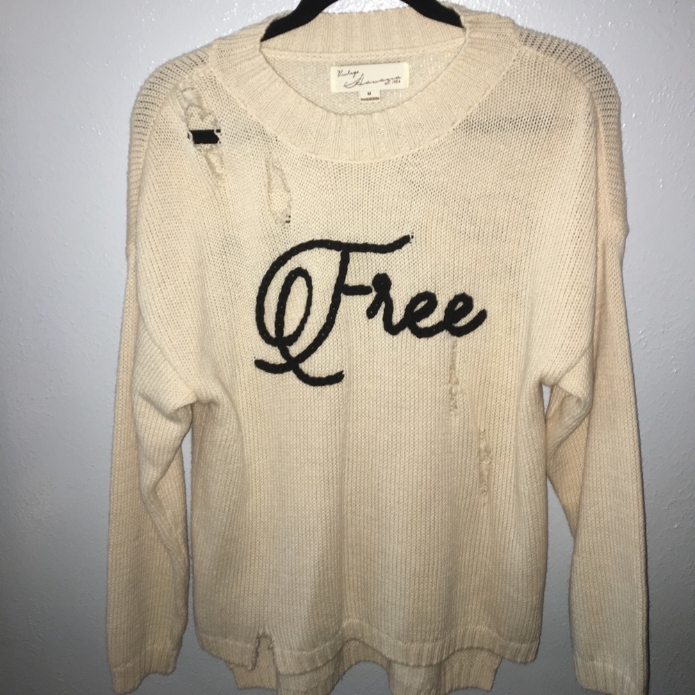 Distressed "Free Spirit" Sweater