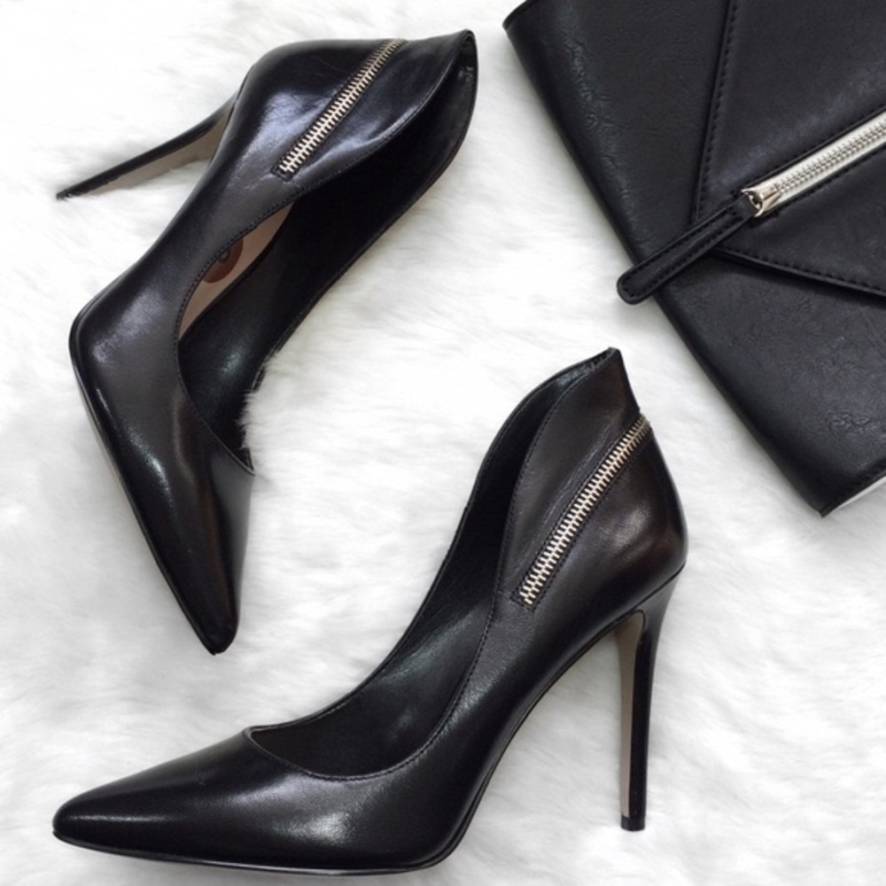 Nine West Black Zipper Heels