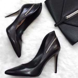 Nine West Black Zipper Heels