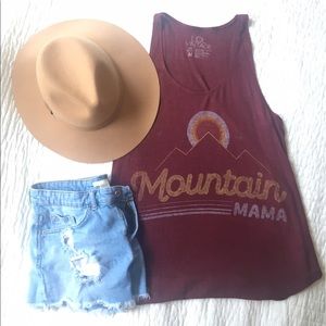 Maroon sweater knit tank, "Mountain Mama", size M